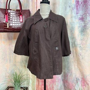 NWOT📌Cato Beautiful Chocolate Brown Cotton Blend Short Sleeves Jacket - Blazer